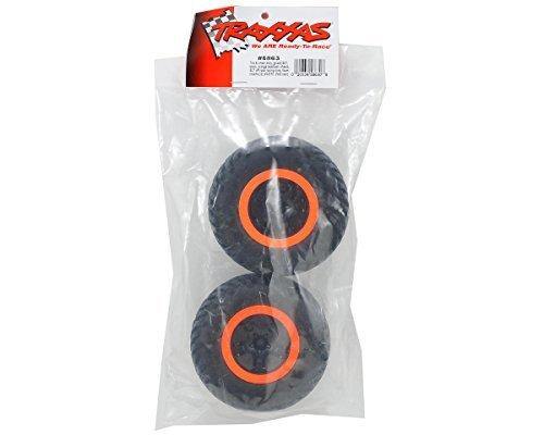 Traxxas 5863 Tires & wheels assembled glued (SCT black orange beadlock wheels dual profile (2.2' outer 3.0' inner) SCT off-road racing tire foam inserts) (2) (4WD fr 2WD rear) (TSM rated) - Excel RC