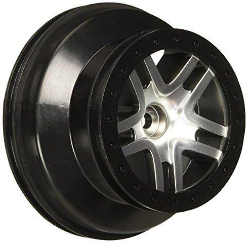 Traxxas 5876 Wheels SCT Split-Spoke satin chrome black beadlock style dual profile (2.2' outer 3.0' inner) (2WD front) (2) - Excel RC