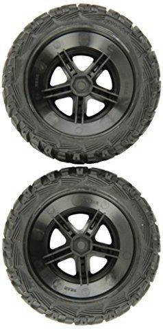 Traxxas 5880 Tires & wheels assembled glued  (SCT satin chrome black beadlock style wheels Kumho tires foam inserts) (2) (4WD frontrear 2WD rear only) - Excel RC