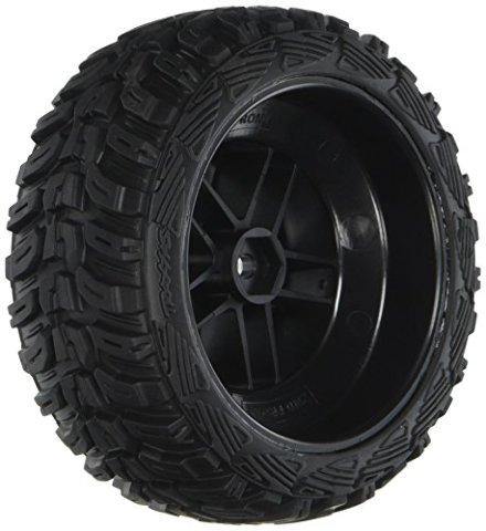 Traxxas 5882 Tires & wheels assembled glued  (SCT Split-Spoke satin chrome black beadlock style wheels Kumho tires foam inserts) (2) (2WD front) - Excel RC