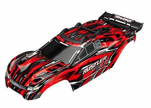 Traxxas 6718 Body Rustler® 4X4 red window grille lights decal sheet (assembled with front & rear body mounts and rear body support for clipless mounting) - Excel RC