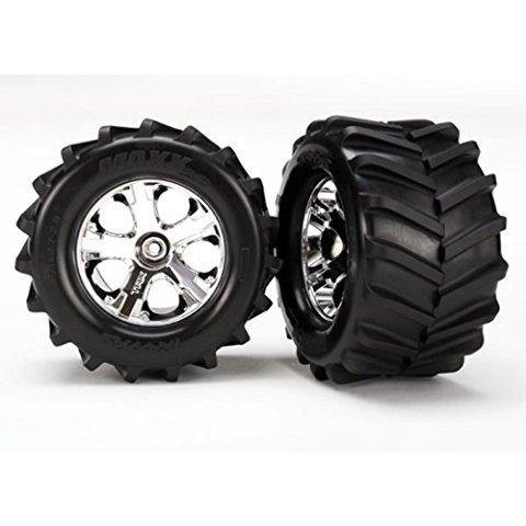 Traxxas 6771 Tires and wheels assembled glued 2.8' (All-Star chrome wheels Maxx® tires foam inserts) (2) - Excel RC