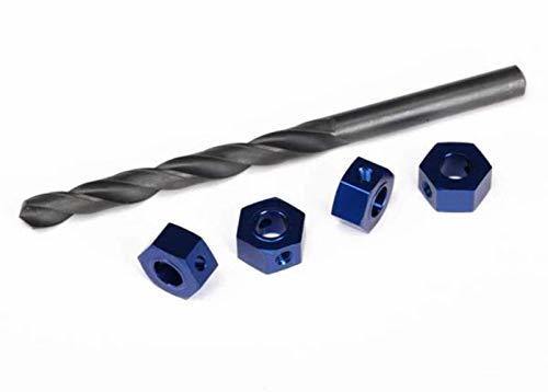 Traxxas 6869 Wheel adaptors 12mm hex 6061-T6 aluminum (blue-anodized) (4) screw pins (4) drill bit 0.25 inch (for 6mm shafts) (requires #6451 (x2) #6452 (x2) #6439 #6455 #5117 (x3)) - Excel RC