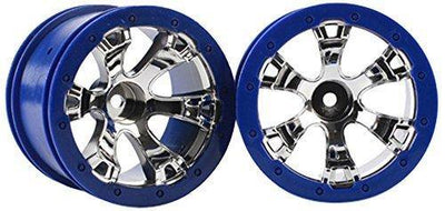 Traxxas 7273 Wheels Geode 2.2' (chrome blue beadlock style) (12mm hex) (2) - Excel RC