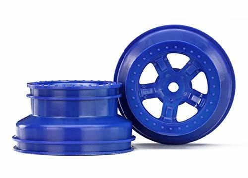 Traxxas 7673 Wheels SCT blue beadlock style dual profile (1.8' inner 1.4' outer) (2) - Excel RC