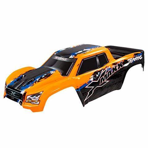 Traxxas 7811 Body X-Maxx® orange (painted decals applied) (assembled with front & rear body mounts rear body support and tailgate protector) - Excel RC