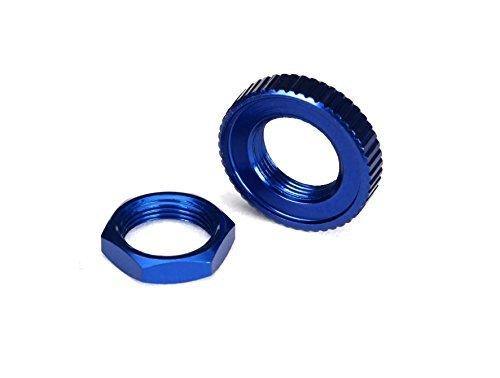 Traxxas 8345 Servo saver nuts aluminum blue-anodized (hex (1) serrated (1)) - Excel RC