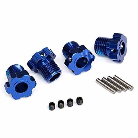 Traxxas 8654 Wheel hubs splined 17mm (blue-anodized) (4) 4x5 GS (4) 3x14mm pin (4) - Excel RC