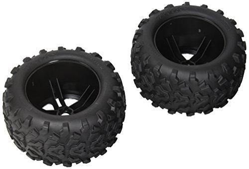 Traxxas 4983A Tires & wheels assembled glued (SS (Split Spoke) black chrome wheels Maxx® tires (6.3' outer diameter) foam inserts) (2) (use with 17mm splined wheel hubs & nuts part #5353X) (fits Revo®T-Maxx®E-Maxx) (TSM rated) - Excel RC