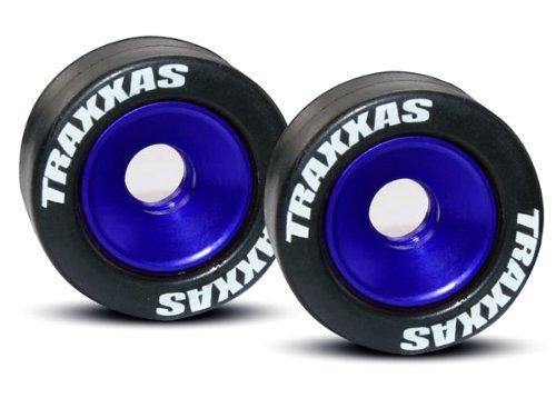 Traxxas 5186A Wheels aluminum (blue-anodized) (2) 5x8mm ball bearings (4) axles (2) rubber tires (2) - Excel RC