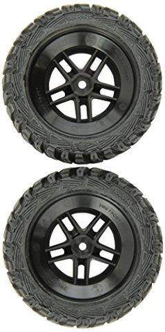 Traxxas 5882R Tires & wheels assembled glued (S1 ultra-soft off-road racing compound) (SCT Split-Spoke satin chrome black beadlock style wheels Kumho tires foam inserts) (2) (2WD front) - Excel RC