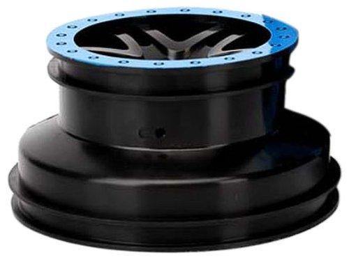 Traxxas 5884A Wheels SCT Split-Spoke black blue beadlock style dual profile (2.2' outer 3.0' inner) (4WD fr 2WD rear) (2) - Excel RC