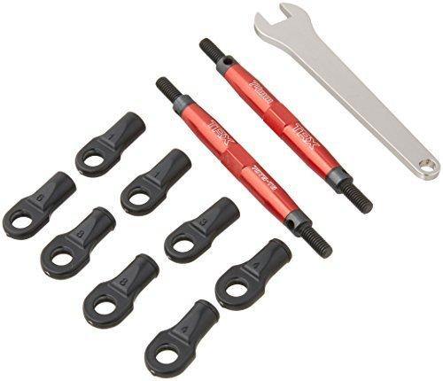 Traxxas 5938R Toe links Slayer (TUBES 7075-T6 aluminum red) (74mm fits front or rear) (2) rod ends rear (4) rod ends front (4) wrench (1) - Excel RC