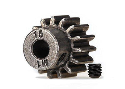 Traxxas 6487X Gear 15-T pinion (1.0 metric pitch) (fits 5mm shaft) set screw (for use only with steel spur gears) - Excel RC