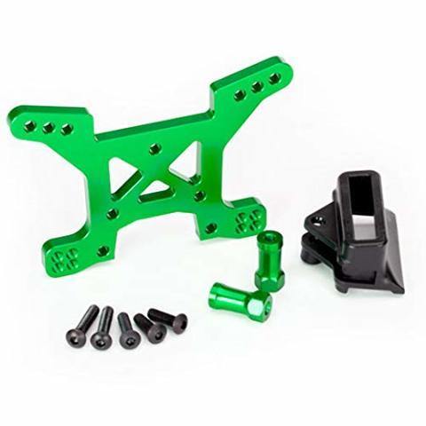 Traxxas 6739G Shock tower front 7075-T6 aluminum (green-anodized) (1) body mount bracket (1) - Excel RC