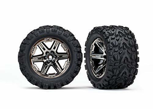 Traxxas 6773X Tires & wheels assembled glued (2.8') (RXT black chrome wheels Talon Extreme tires foam inserts) (4WD electric frontrear 2WD electric front only) (2) (TSM rated) - Excel RC