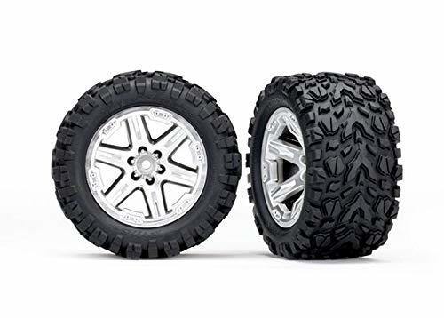 Traxxas 6774R Tires & wheels assembled glued (2.8') (RXT satin chrome wheels Talon Extreme tires foam inserts) (2WD electric rear) (2) (TSM rated) - Excel RC