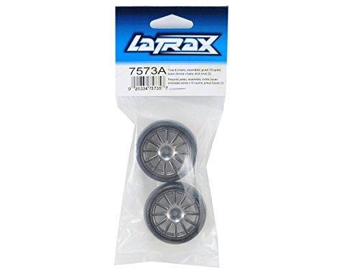 Traxxas 7573A Tires & wheels assembled glued (12-spoke black chrome wheels slick tires) (2) - Excel RC