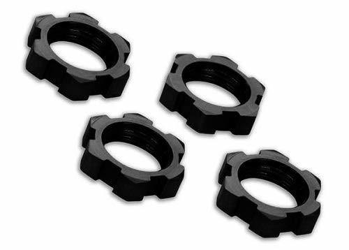 Traxxas 7758A Wheel nuts splined 17mm serrated (black-anodized) (4) - Excel RC