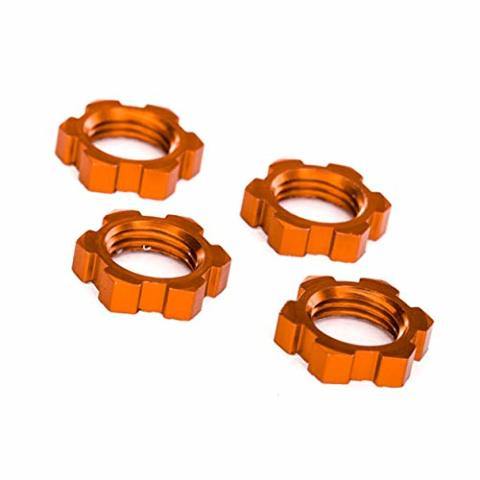 Traxxas 7758T Wheel nuts splined 17mm serrated (orange-anodized) (4) - Excel RC