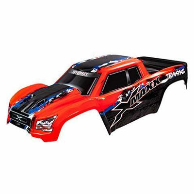 Traxxas 7811R Body X-Maxx® red (painted decals applied) (assembled with front & rear body mounts rear body support and tailgate protector) - Excel RC