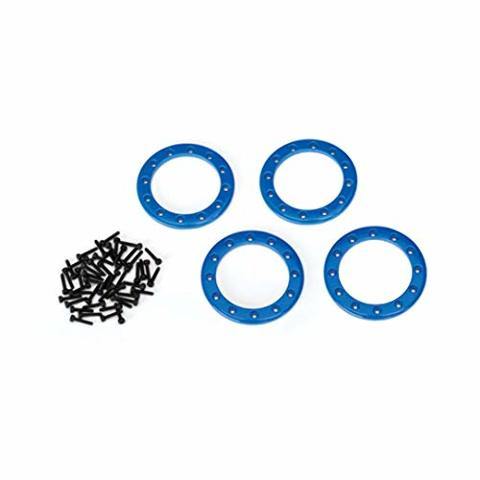 Traxxas 8169X Beadlock rings blue (1.9') (aluminum) (4) 2x10 CS (48) - Excel RC