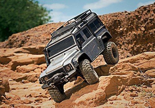 Traxxas 82056-4-SLVR TRX-4 Scale and Trail Crawler with Land Rover Defender Body  4WD Electric Trail Truck with TQi Traxxas Link Ebled 2.4GHz Radio System - Excel RC