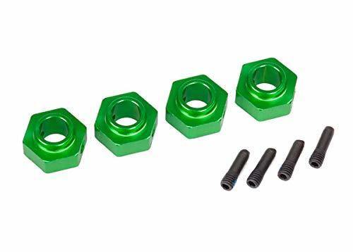 Traxxas 8269G Wheel hubs 12mm hex 6061-T6 aluminum (green-anodized) (4) screw pin (4) - Excel RC