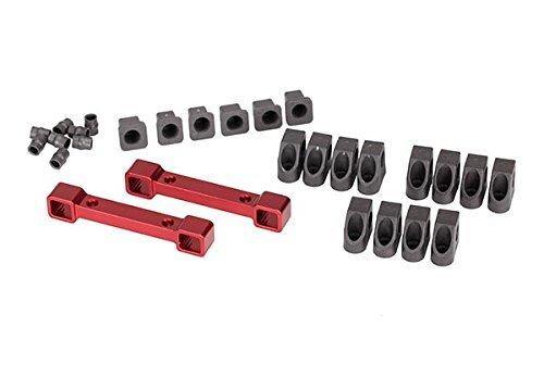 Traxxas 8334R Mounts suspension arms aluminum (red-anodized) (front & rear) hinge pin retainers (12) inserts (6) - Excel RC