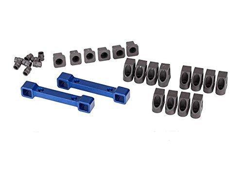 Traxxas 8334X Mounts suspension arms aluminum (blue-anodized) (front & rear) hinge pin retainers (12) inserts (6) - Excel RC