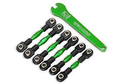 Traxxas 8341G Turnbuckles aluminum (green-anodized) camber links 32mm (front) (2) camber links 28mm (rear) (2) toe links 34mm (2) aluminum wrench - Excel RC