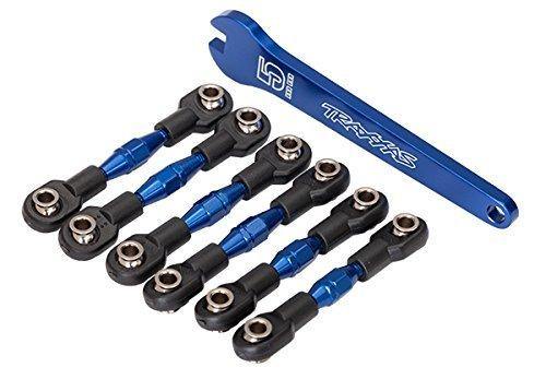 Traxxas 8341X Turnbuckles aluminum (blue-anodized) camber links 32mm (front) (2) camber links 28mm (rear) (2) toe links 34mm (2) aluminum wrench - Excel RC