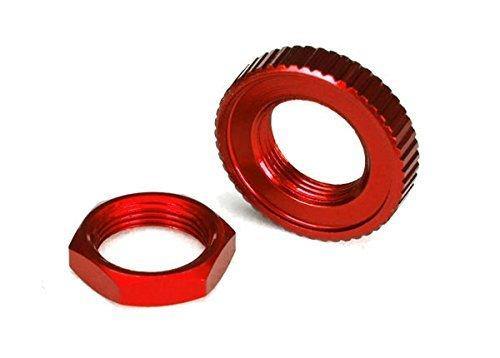 Traxxas 8345R Servo saver nuts aluminum red-anodized (hex (1) serrated (1)) - Excel RC