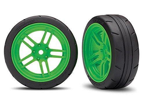 Traxxas 8373G Tires and wheels assembled glued (split-spoke green wheels 1.9' Response tires) (front) (2) (VXL rated) - Excel RC