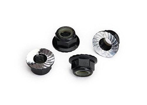 Traxxas 8447A Nuts 5mm flanged nylon locking (aluminum black-anodized serrated) (4) - Excel RC