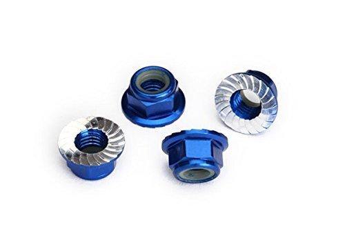 Traxxas 8447X Nuts 5mm flanged nylon locking (aluminum blue-anodized serrated) (4) - Excel RC