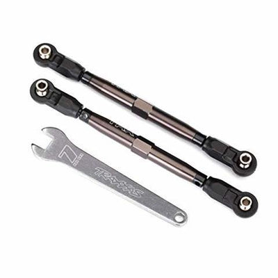 Traxxas 8547A Toe links front Unlimited Desert Racer® (TUBES dark titanium anodized 7075-T6 aluminum stronger than titanium) (102mm) (2) (assembled with rod ends and hollow balls) aluminum wrench 7mm (1) - Excel RC