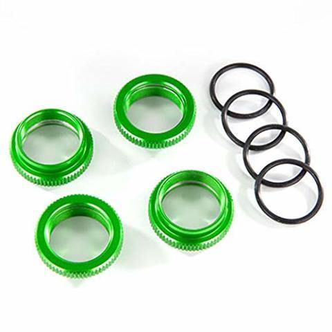 Traxxas 8968G Spring retainer (adjuster) green-anodized aluminum GT-Maxx shocks (4) (assembled with o-ring) - Excel RC