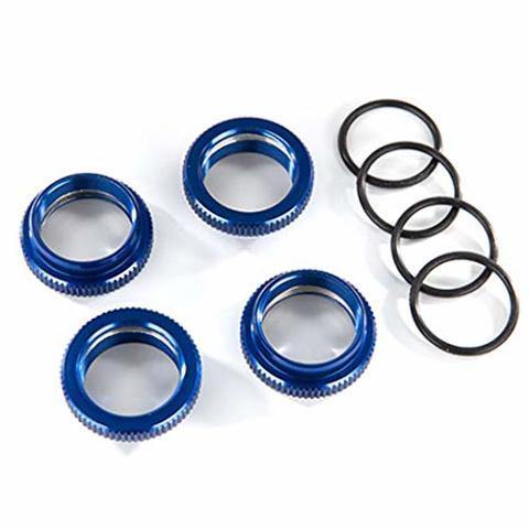 Traxxas 8968X Spring retainer (adjuster) blue-anodized aluminum GT-Maxx shocks (4) (assembled with o-ring) - Excel RC