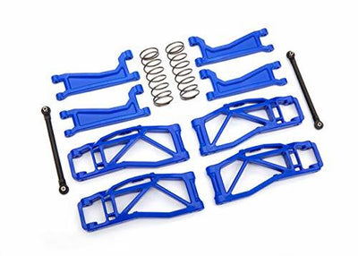 Traxxas 8995X Suspension kit WideMaxx blue (includes front & rear suspension arms front toe links rear shock springs)