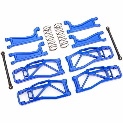 Traxxas 8995X Suspension kit WideMaxx blue (includes front & rear suspension arms front toe links rear shock springs)