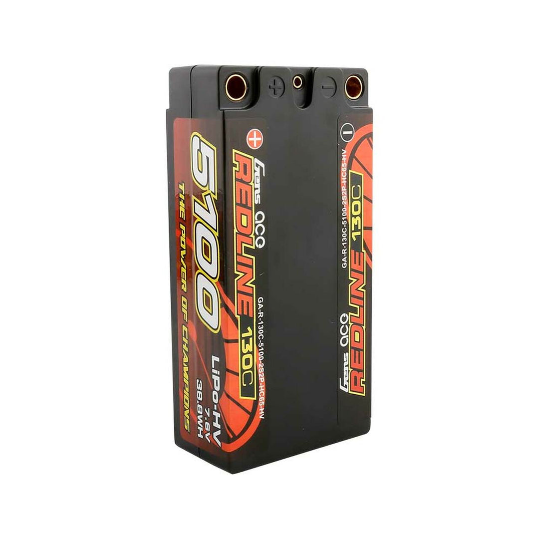 Gens Ace Redline Series 5100mAh 7.6V 130C 2S2P HardCase HV Shorty Lipo Battery