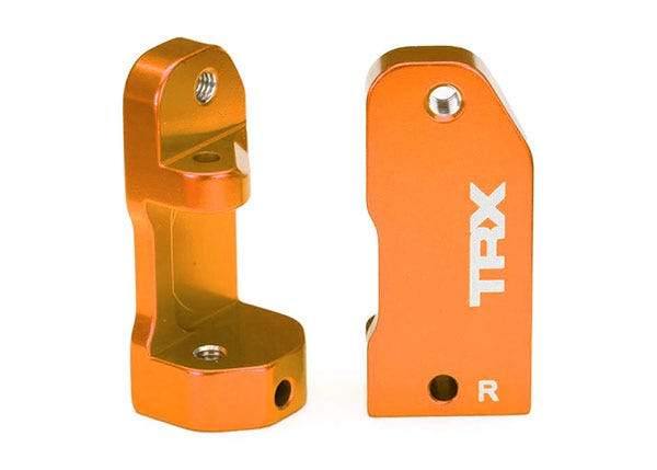 Traxxas 3632T Caster blocks, 30-degree, orange-anodized 6061-T6 aluminum (left & right)/ suspension screw pin (2) - Excel RC