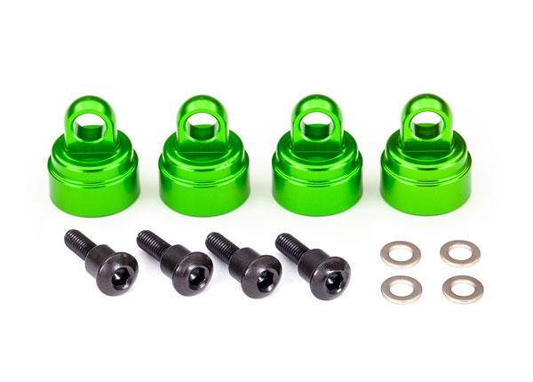 Traxxas 3767G Shock caps aluminum (green-anodized) (4) (fits all Ultra Shocks) - Excel RC