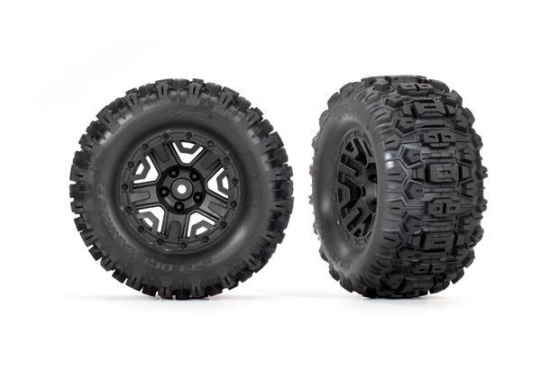 Traxxas Tires & Wheels Assembled Glued (Black 2.8" Wheels Sledgehammer® Tires Foam Inserts) 3778 - Excel RC