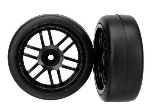 Traxxas 7376 Tires and wheels assembled glued (Rally wheels black  1.9 Gymkha slick tires) (2) -Discontinued - Excel RC