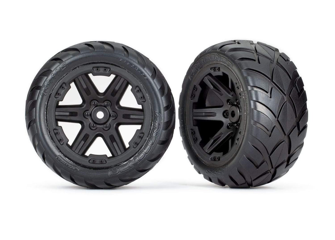 Traxxas 6768 Tires & Wheels 2.8" RTX Black Wheels Anaconda Tires Assembled TSM® Rated 2WD Rear TRA6768 - Excel RC