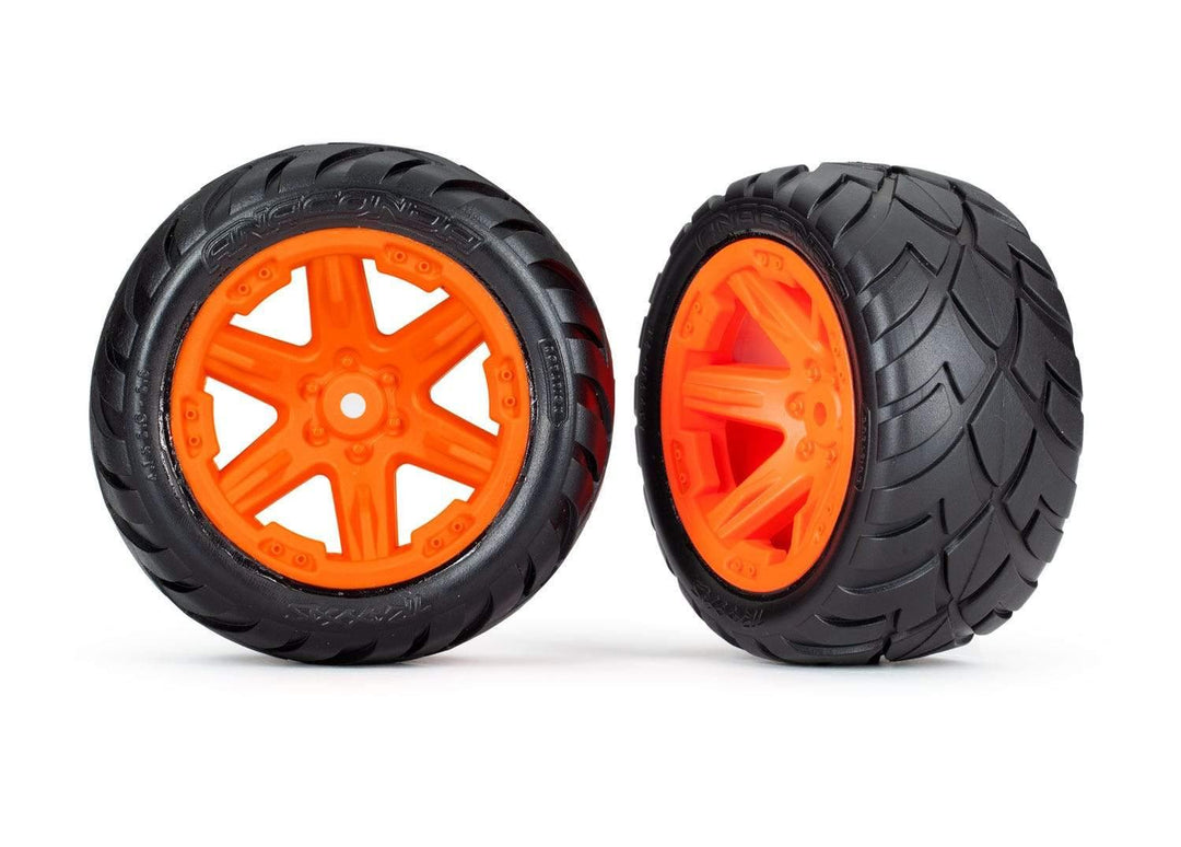 Traxxas 6768A Tires & Wheels 2.8" RTX Orange Wheels Anaconda Tires Assembled TSM® Rated 2WD Rear TRA6768A - Excel RC