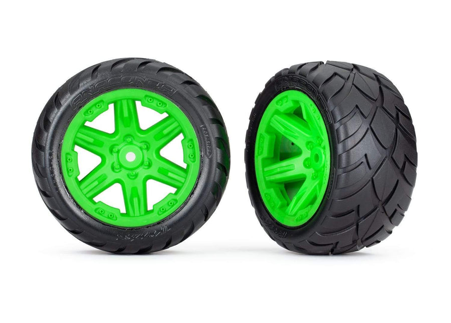 Traxxas 6768G Tires & Wheels 2.8" RTX Green Wheels Anaconda Tires Assembled TSM® Rated 2WD Rear TRA6768G - Excel RC