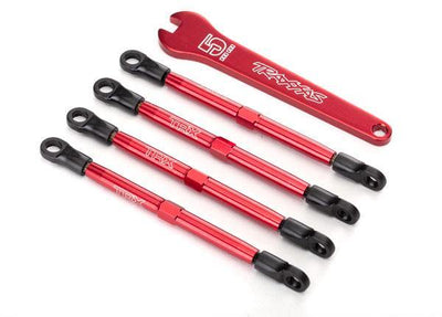 Traxxas 7138X Toe links aluminum (red-anodized) (4) (assembled with rod ends and threaded inserts) - Excel RC
